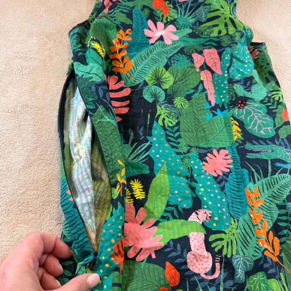 Vilagallo Jungle Print Shift Dress Tropical Safari Resort Vacation SZ EU 36/US 4 - Picture 14 of 16